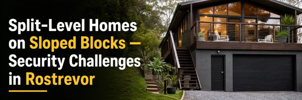 Split-level home on a sloped block with security challenges in Rostrevor